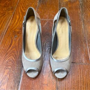 Cole Haan Gray Suede Peeptoe Pumps Size 7